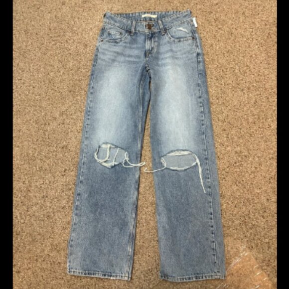 LEVIS LEVI'S LOOSE SUPER LOW TABLE TALK DESTROY JEANS NWOT 26 w - Picture 8 of 12